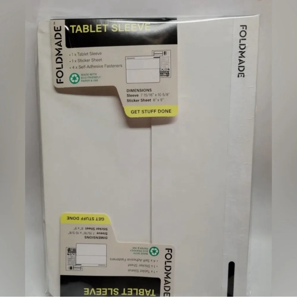 FOLDMADE Tablet Sleeve in White Universal Up To 10” NWT 3 for $20